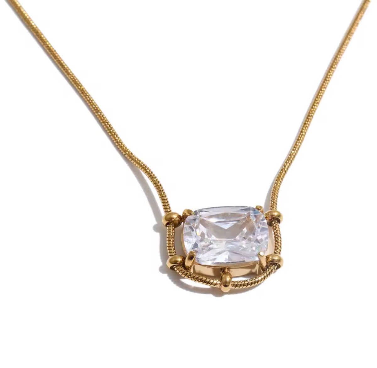Crystal Glow Stainless Steel Necklace