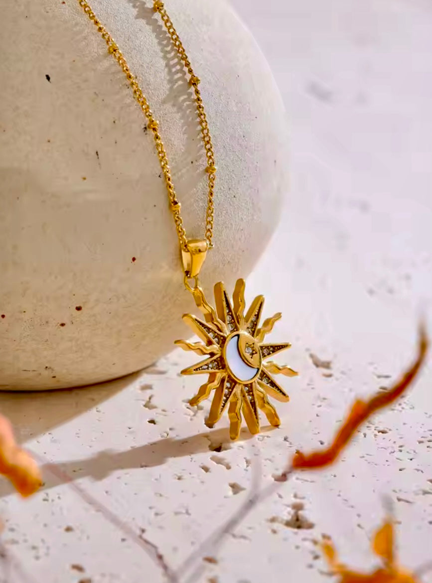 Sun Rays Stainless Steel Necklace