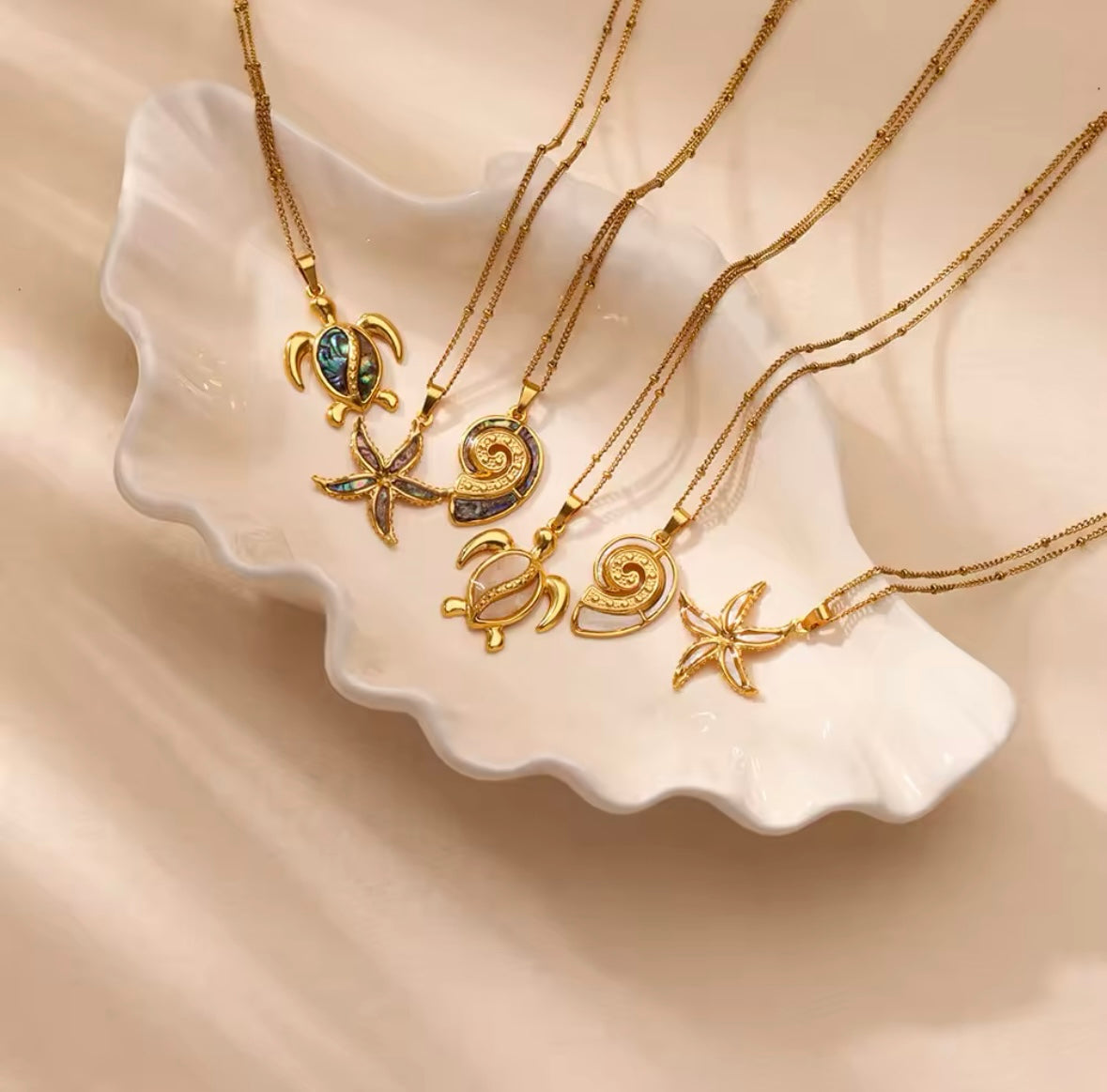 Golden Starfish Stainless Steel Necklace