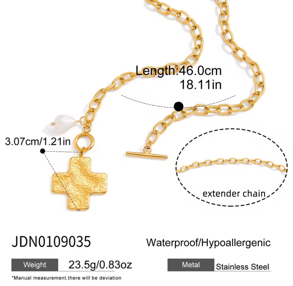 Golden Cross Stainless Steel Necklace