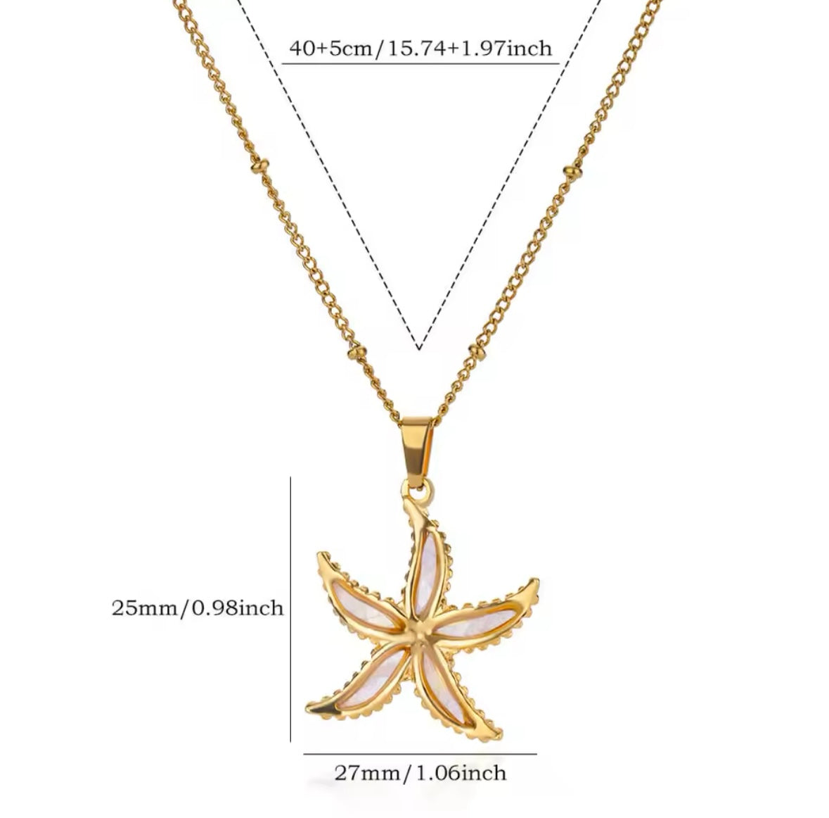 Golden Starfish Stainless Steel Necklace