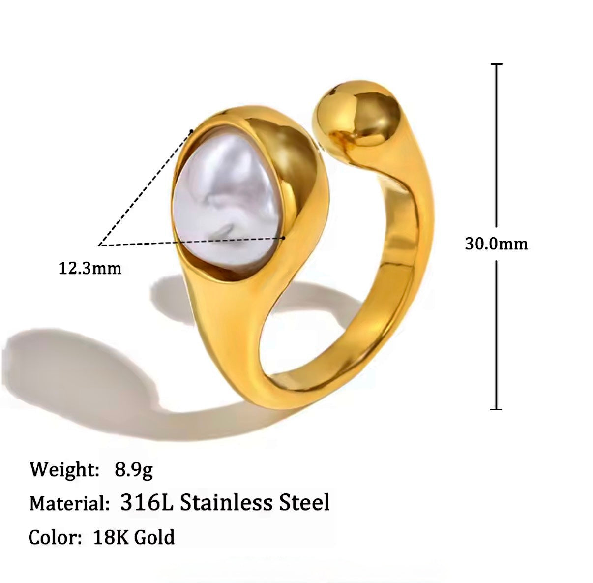 Jollie Drop Stainless Steel Ring