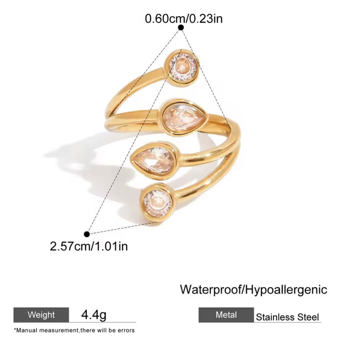 Frances Drop Stainless Steel Ring