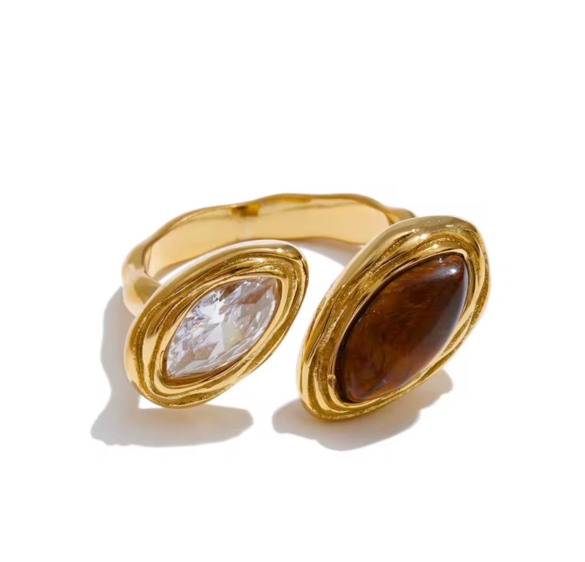 Krystal Oval Stainless Steel Ring