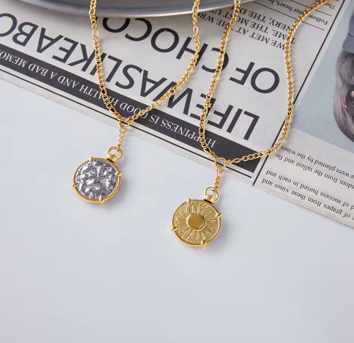 Sun Medallion Stainless Steel Necklace