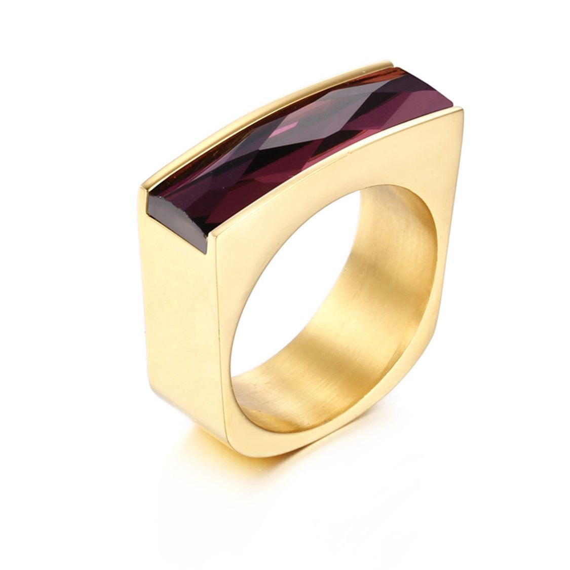 Crystal Gold Stainless Steel Ring