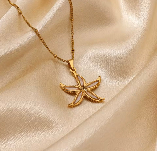 Golden Starfish Stainless Steel Necklace