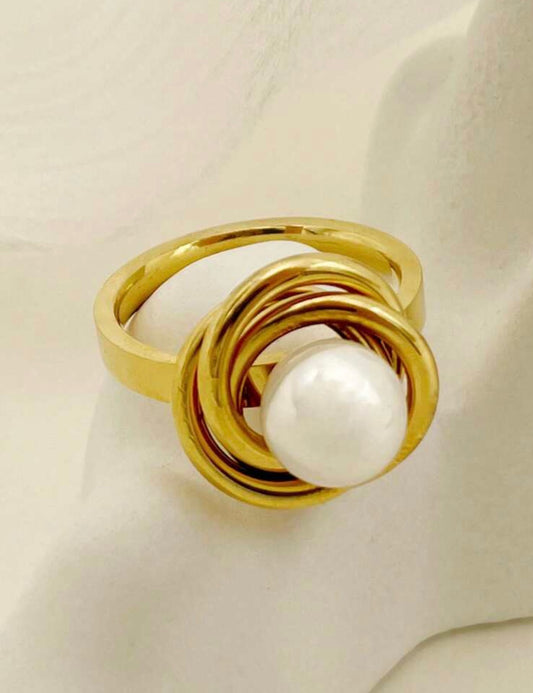 Rose Pearl Stainless Steel Ring