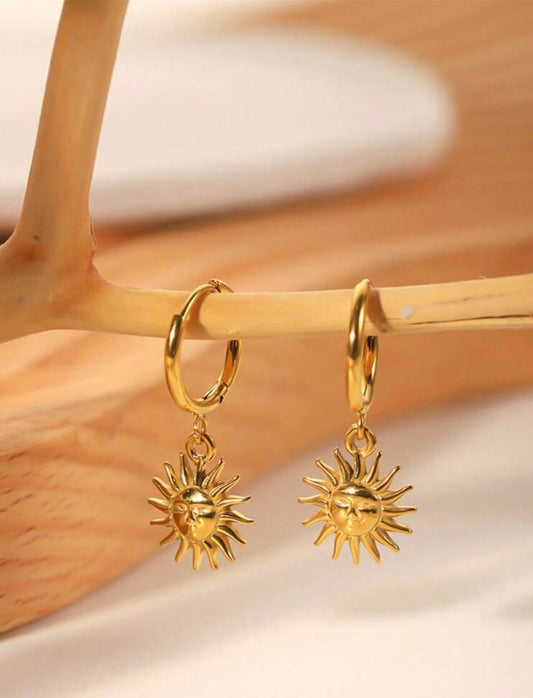 Tiny Sun Stainless Steel Earrings Studs