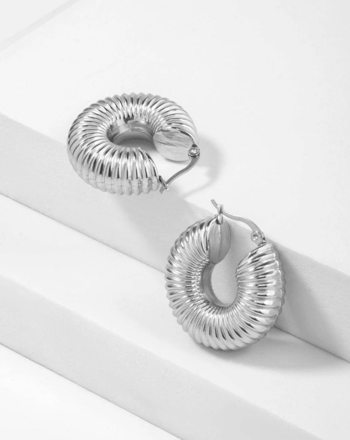 Hollow 2 Chunky Stainless Steel Earrings