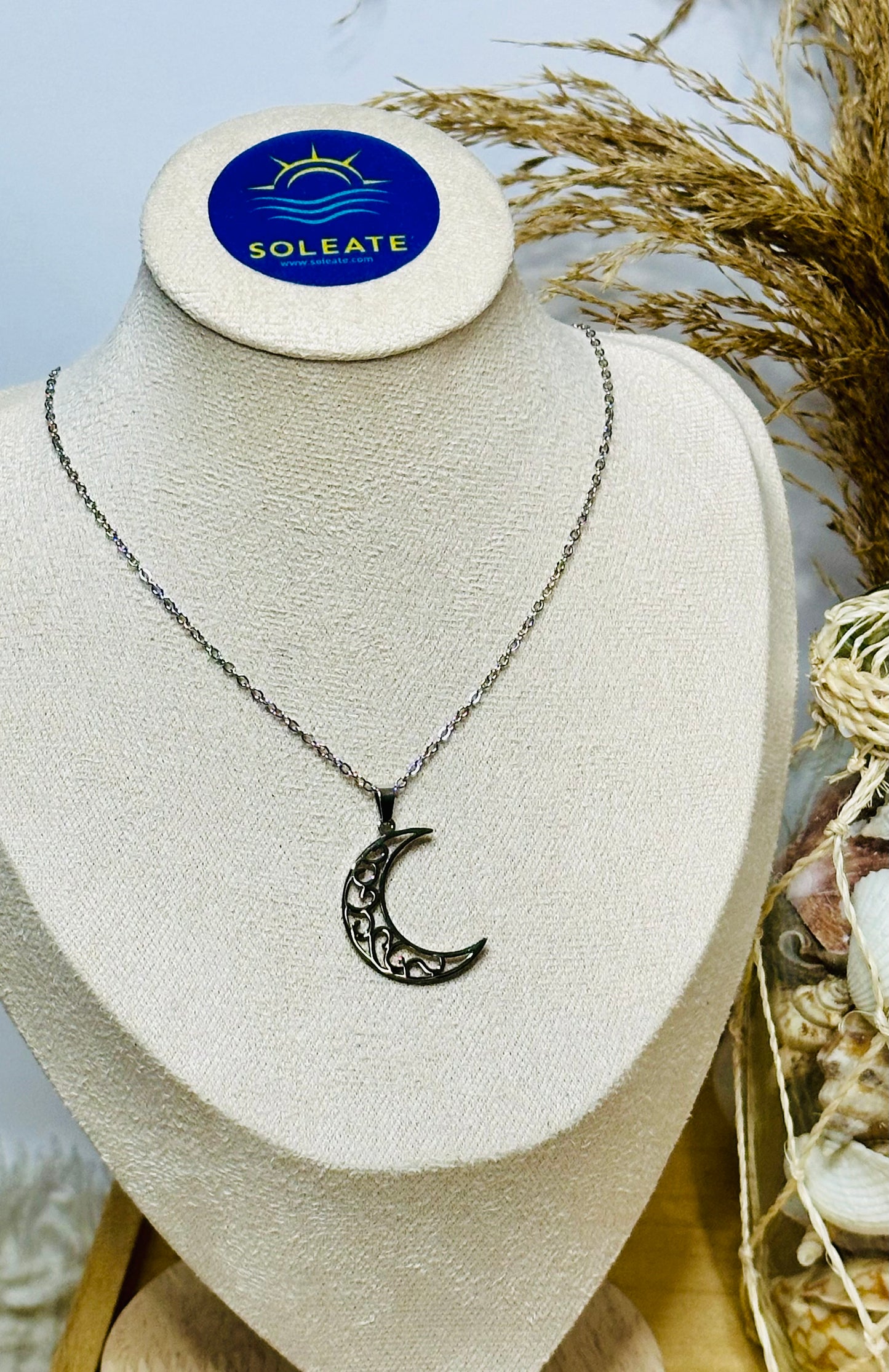 Media Luna Stainless Steel Necklace