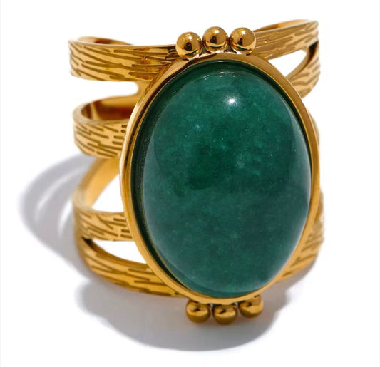 Emerald Stone Stainless Steel Ring