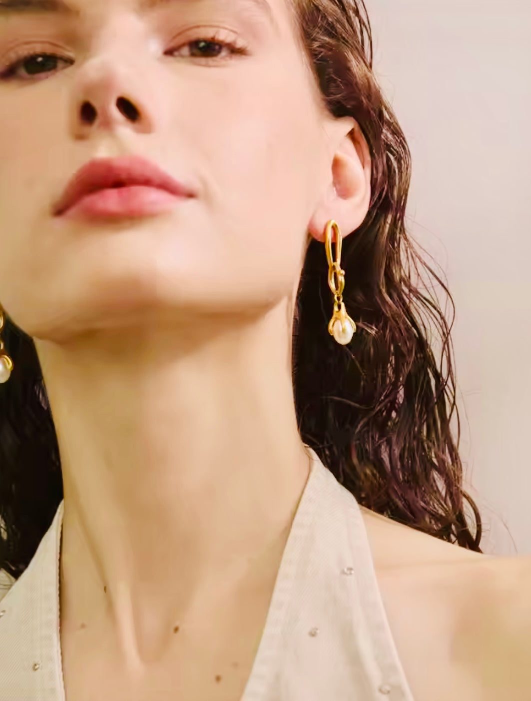 Drop Pearl Stainless Steel Earrings