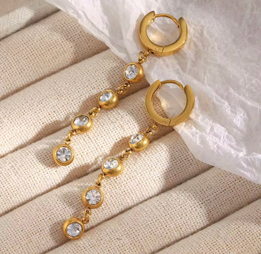 Crystal Tassel Stainless Steel Earrings
