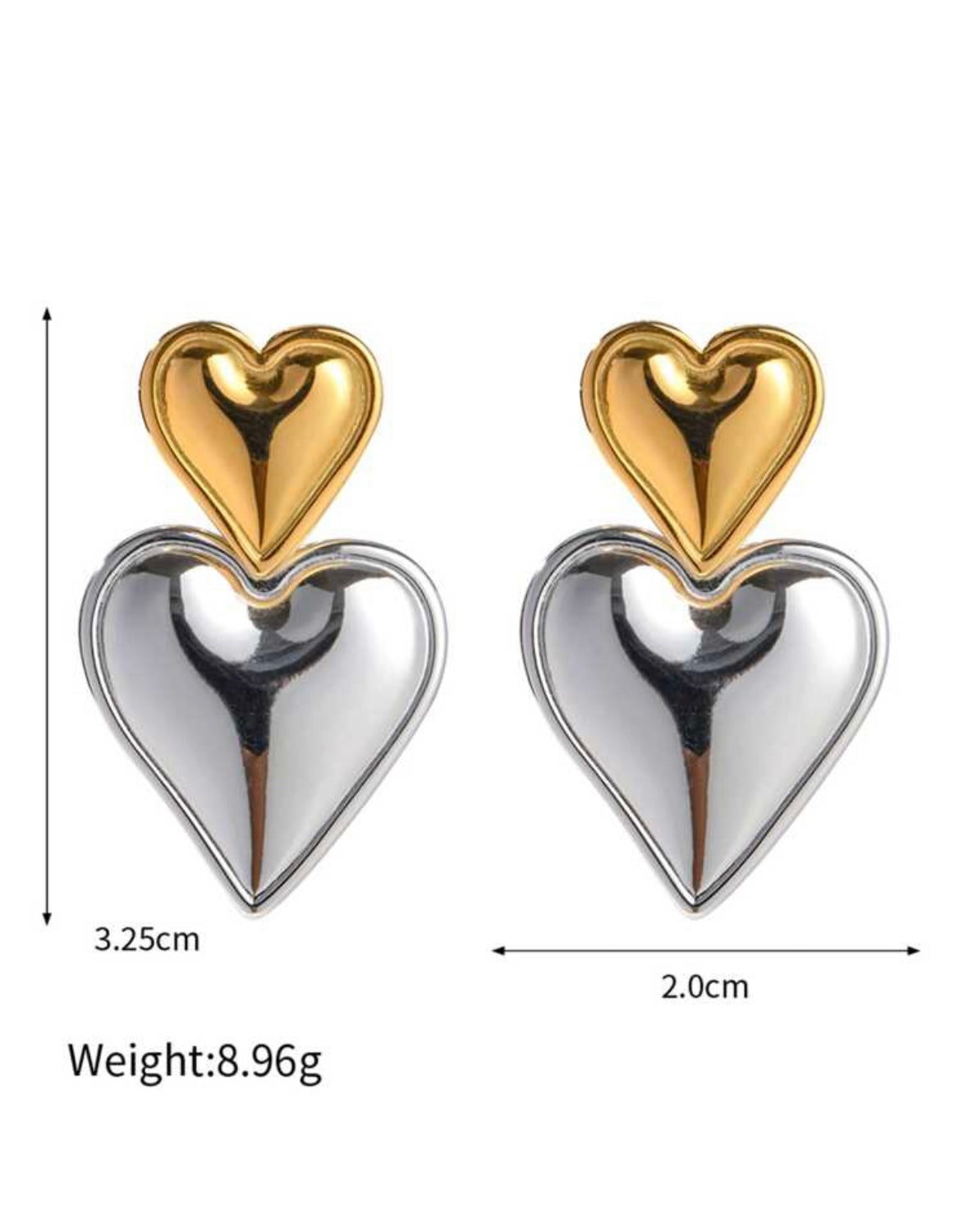 Double Heart Stainless Steel Earrings