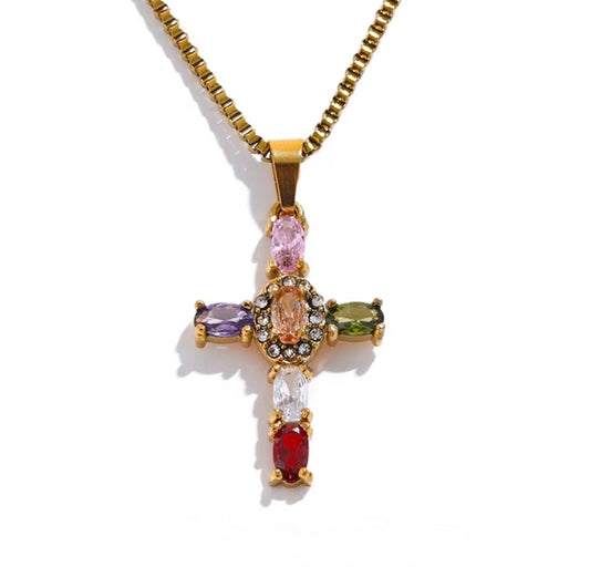 Gemma Cross Stainless Steel Necklace