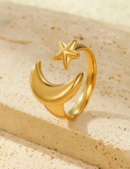 Moon Star Stainless Steel Ring