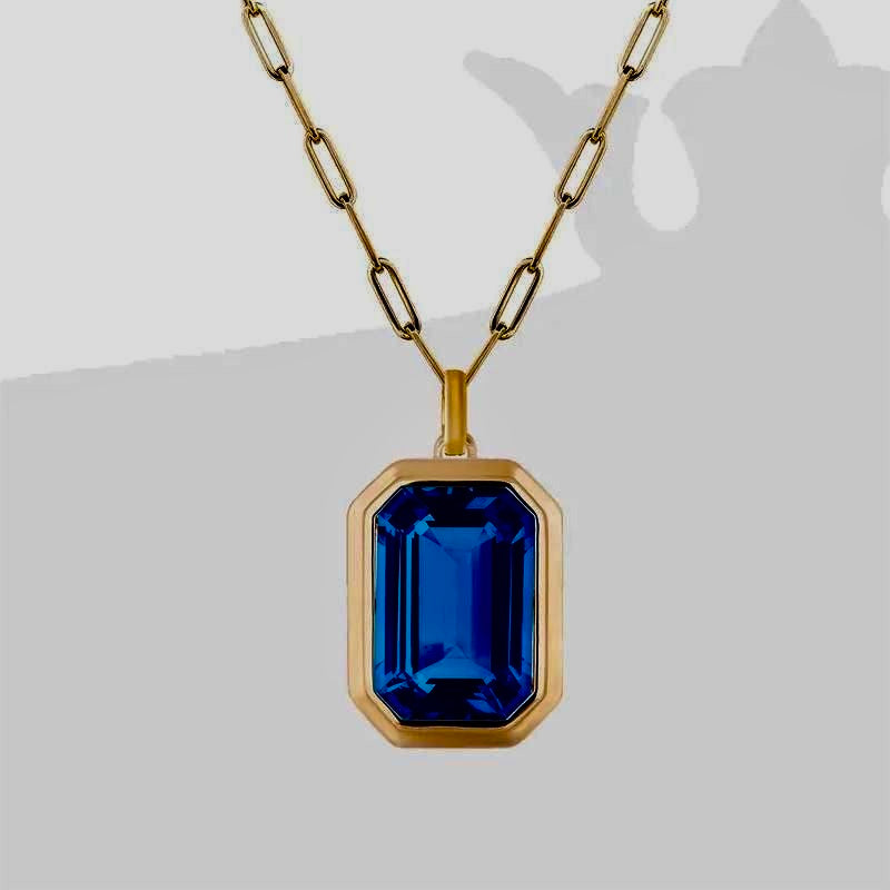 Blue Crystal Stainless Steel Necklace