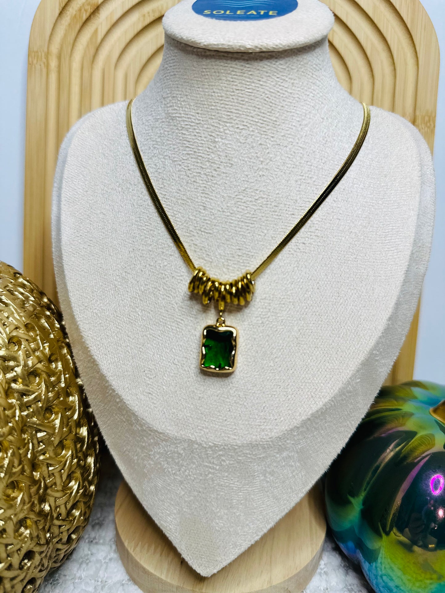 Emerald Stainless Steel Necklace