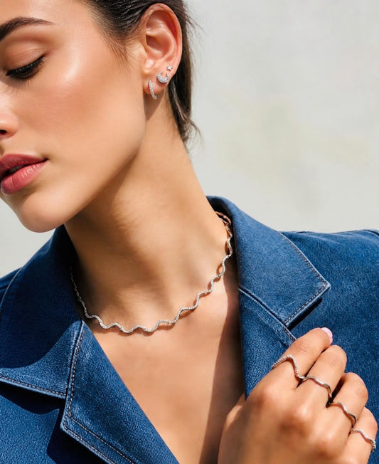 Shimmer Crystal Wave Necklace