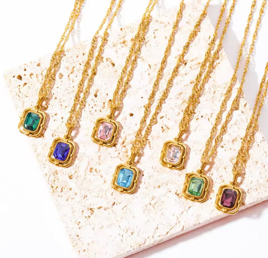 Crystal Gem Stainless Steel Necklace