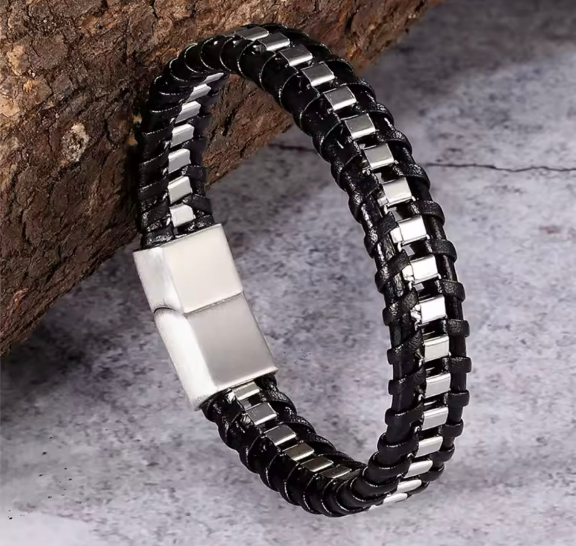 Thunder Leather Stainless Steel Bracelet