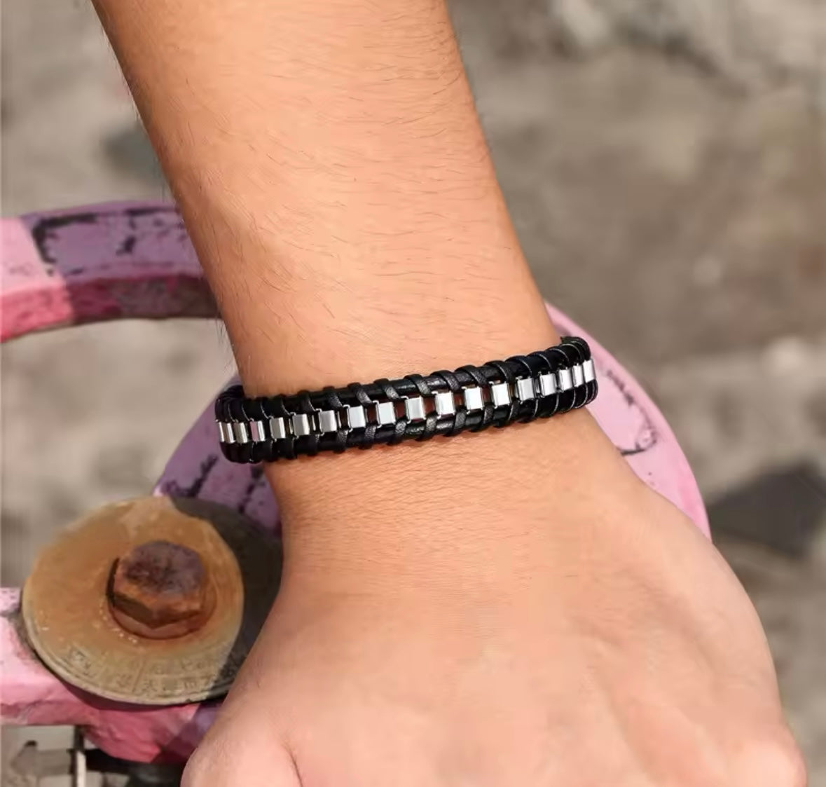 Thunder Leather Stainless Steel Bracelet