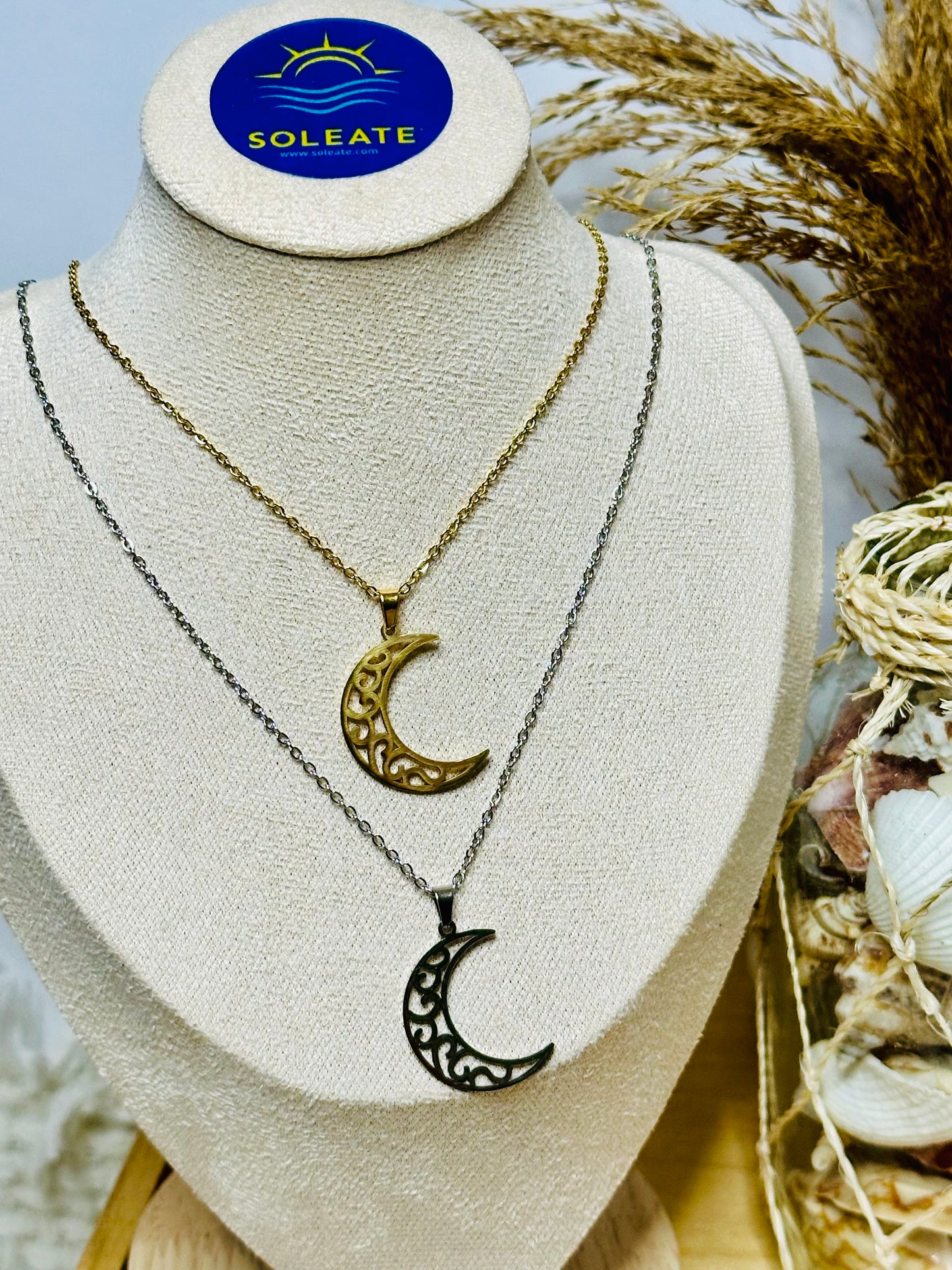 Media Luna Stainless Steel Necklace