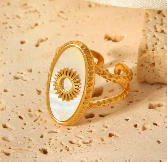 Nacar Sun Stainless Steel Ring