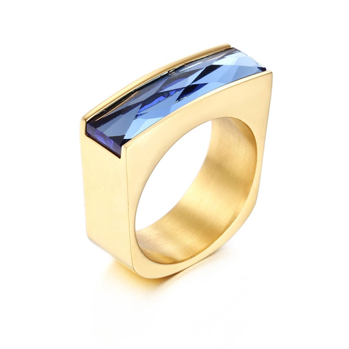 Crystal Gold Stainless Steel Ring