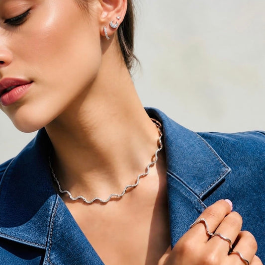 Shimmer Crystal Wave Necklace
