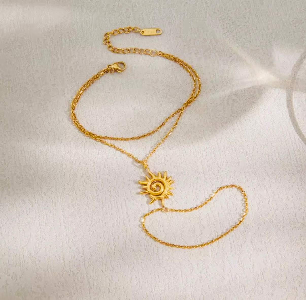 Sun Swirls Stainless Steel Hand Chain Bracelet