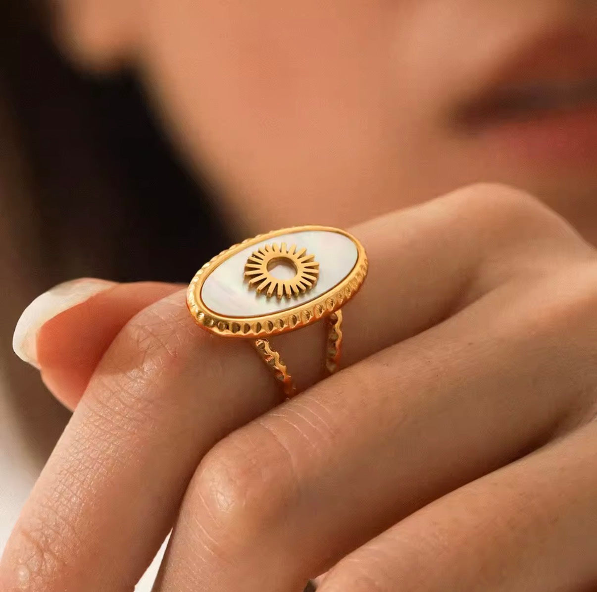 Nacar Sun Stainless Steel Ring