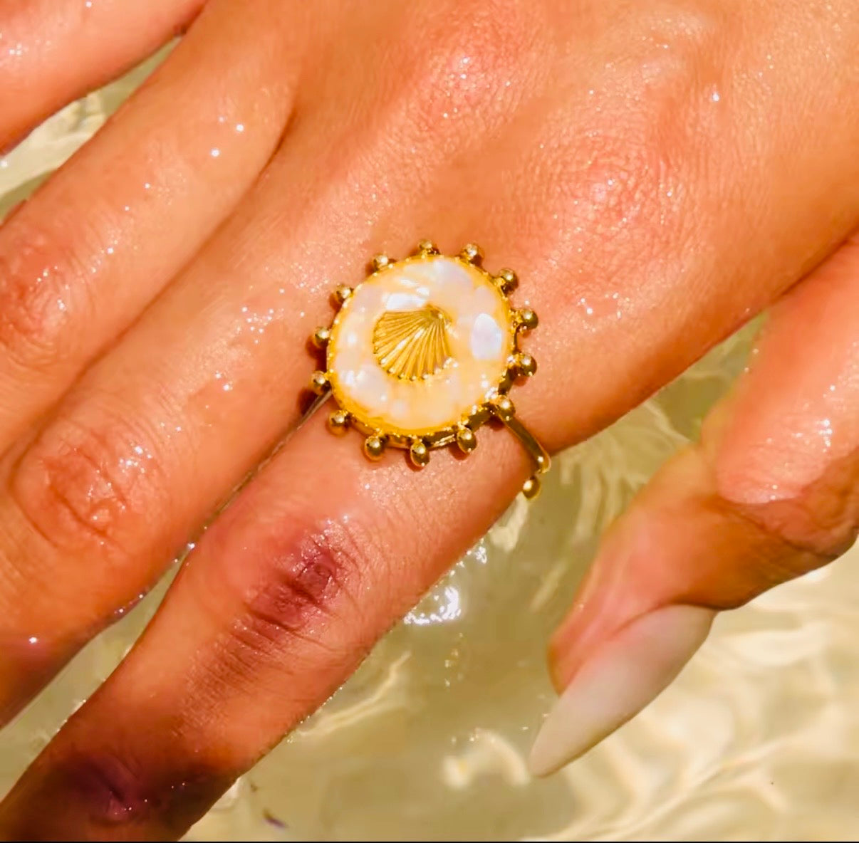 Nacar Shell Stainless Steel Ring