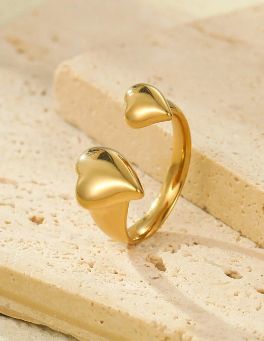 Double Heart Stainless Steel Ring