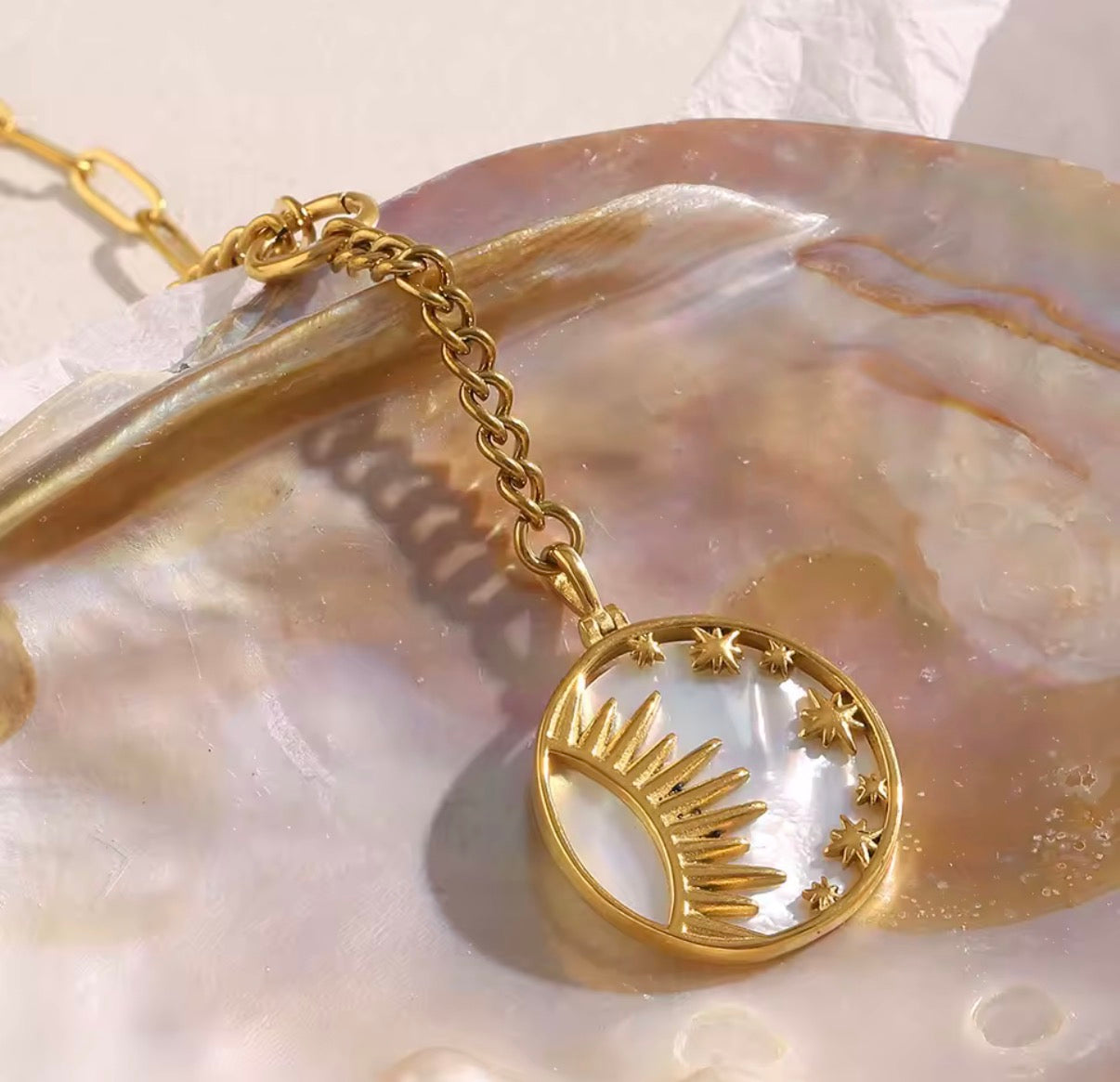 Glowing Sun Stainless Steel Necklace