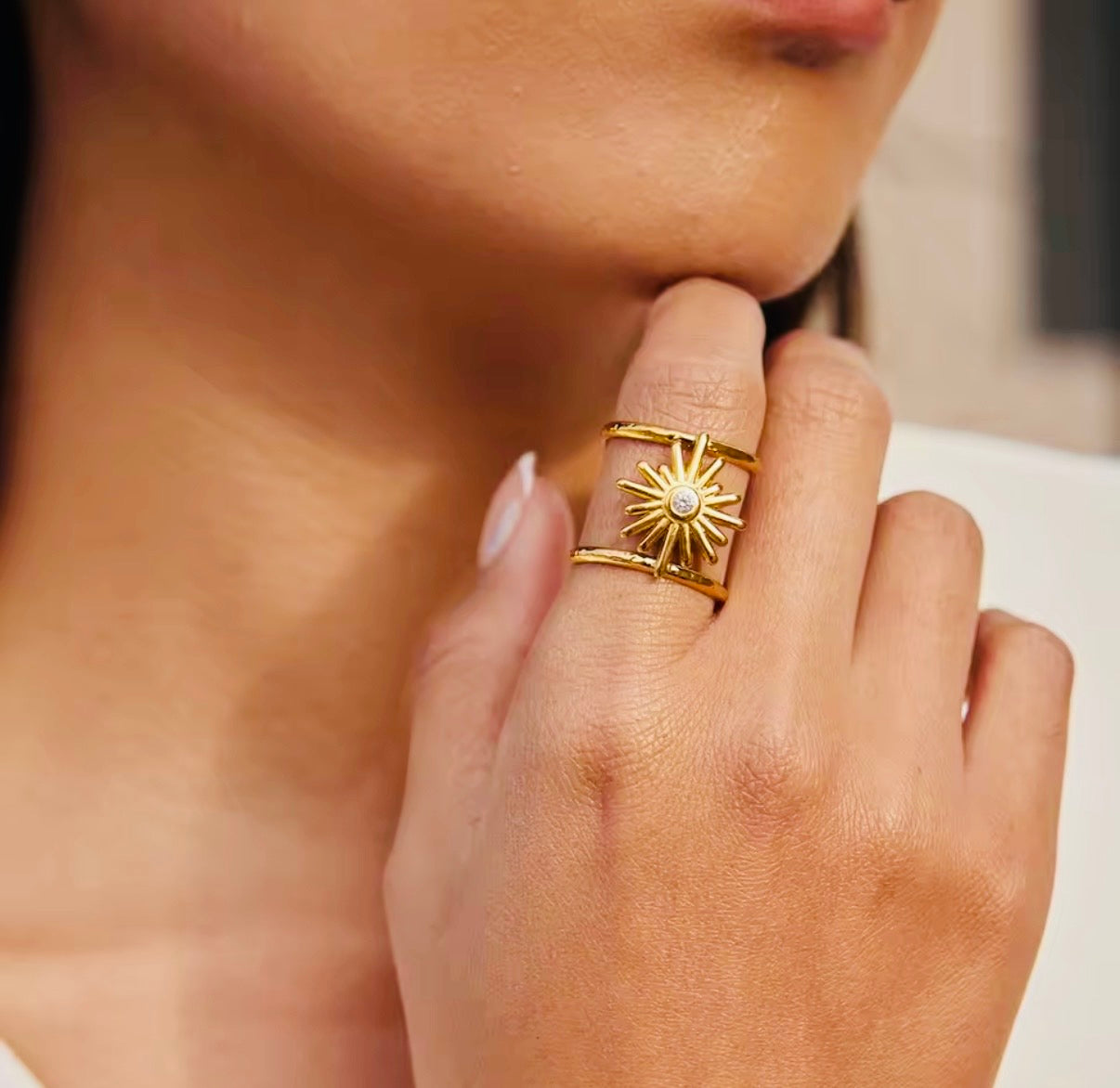 Solar Glow Stainless Steel Ring