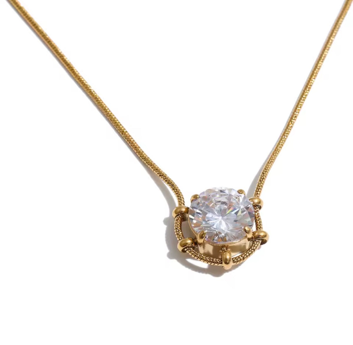 Crystal Glow Stainless Steel Necklace