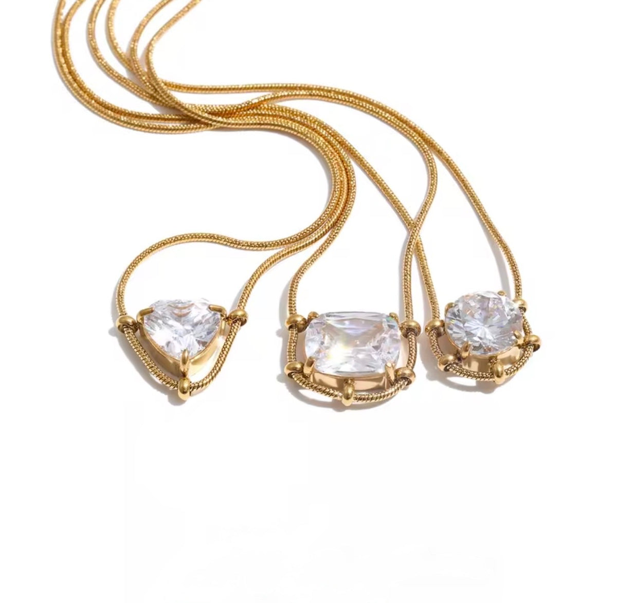 Crystal Glow Stainless Steel Necklace