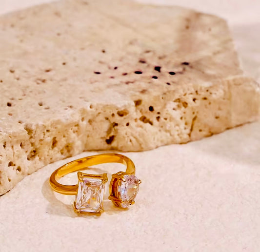 Crystal Gem Stainless Steel Ring