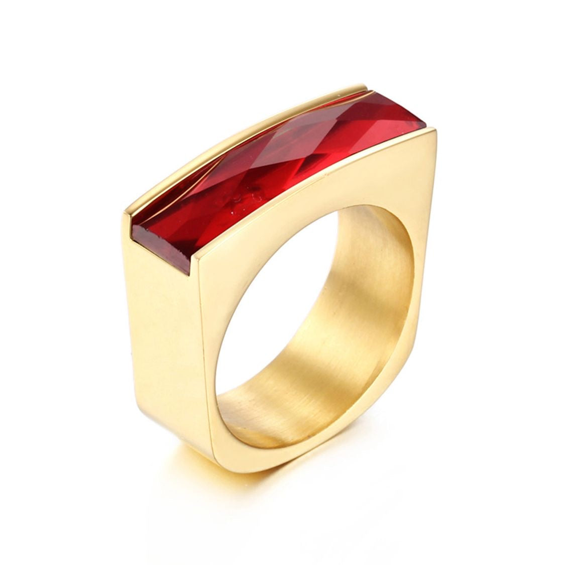 Crystal Gold Stainless Steel Ring