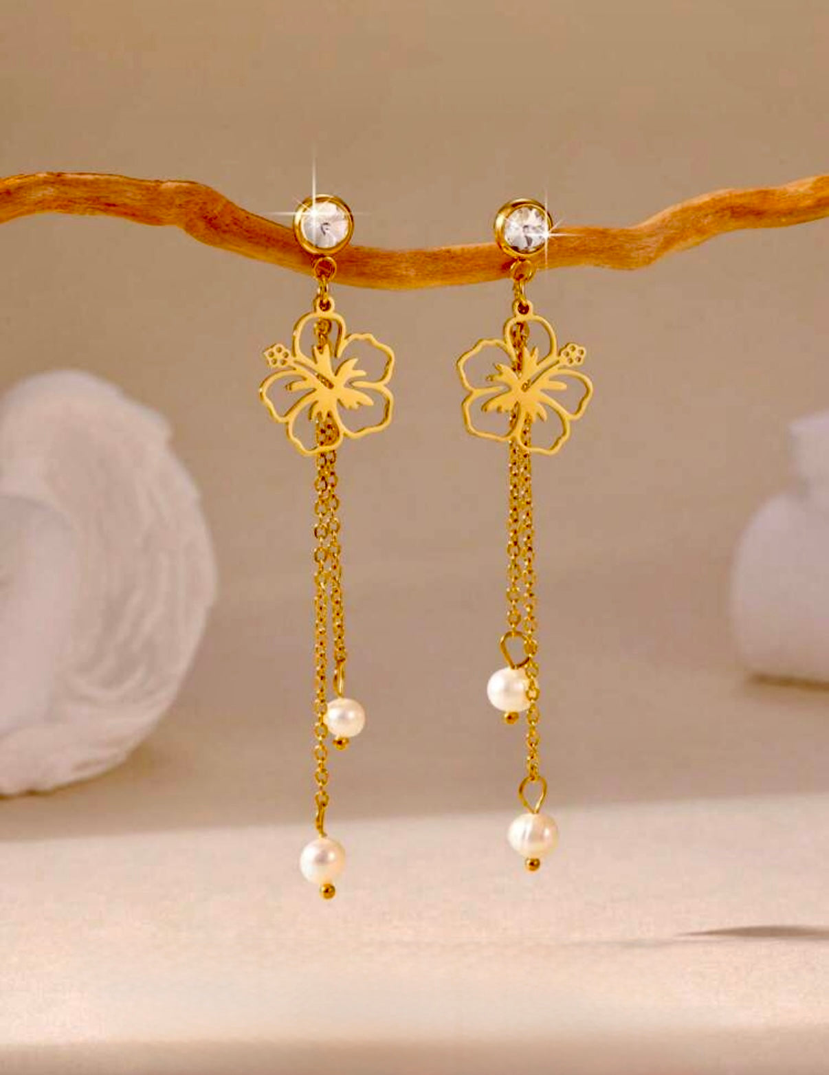 Amapola Long Style Stainless Steel Earrings