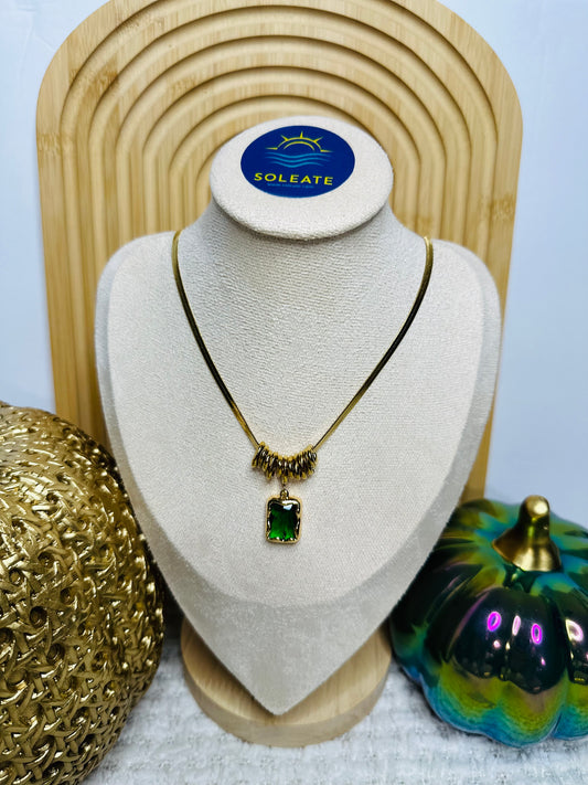 Emerald Stainless Steel Necklace