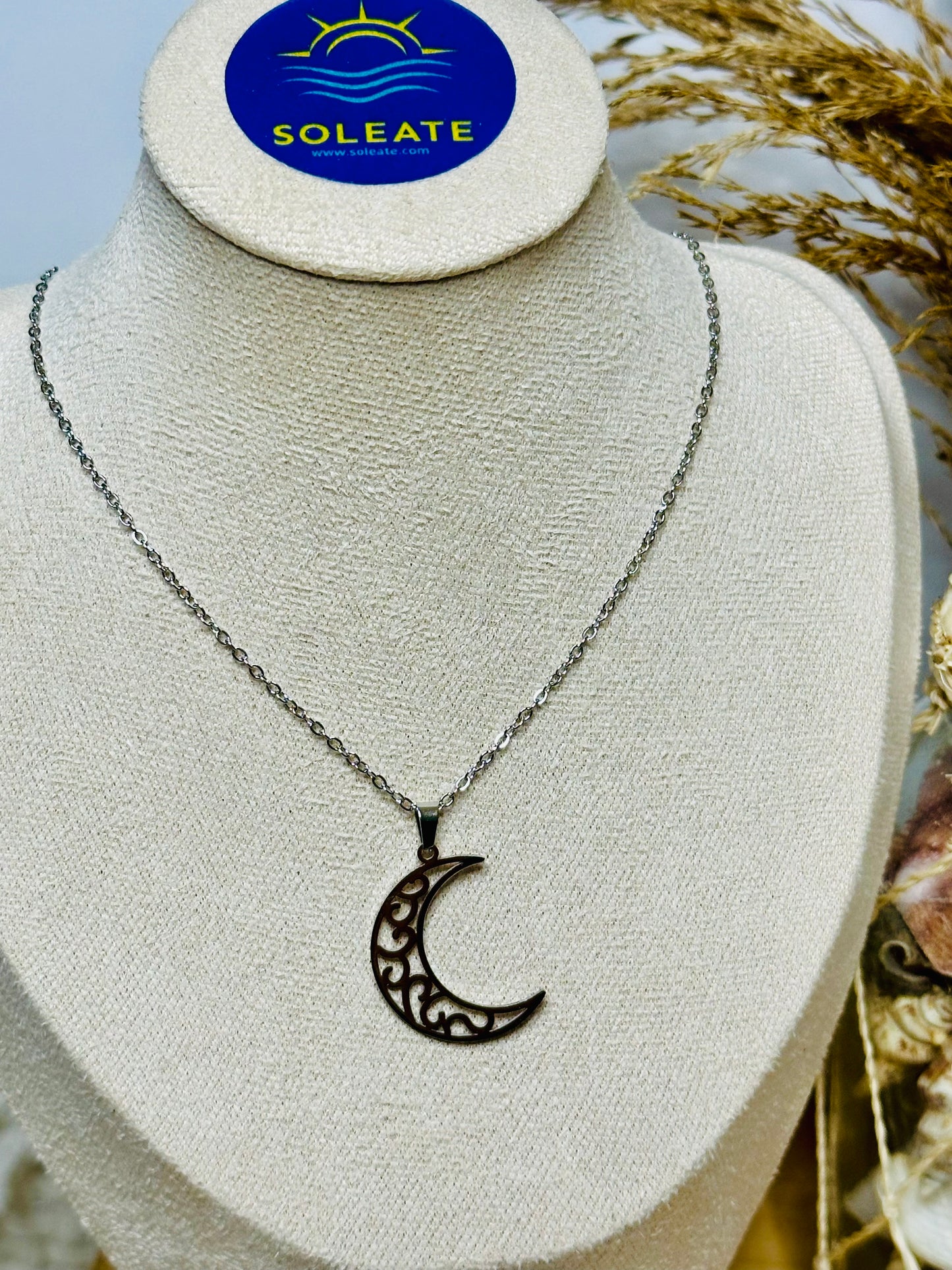 Media Luna Stainless Steel Necklace