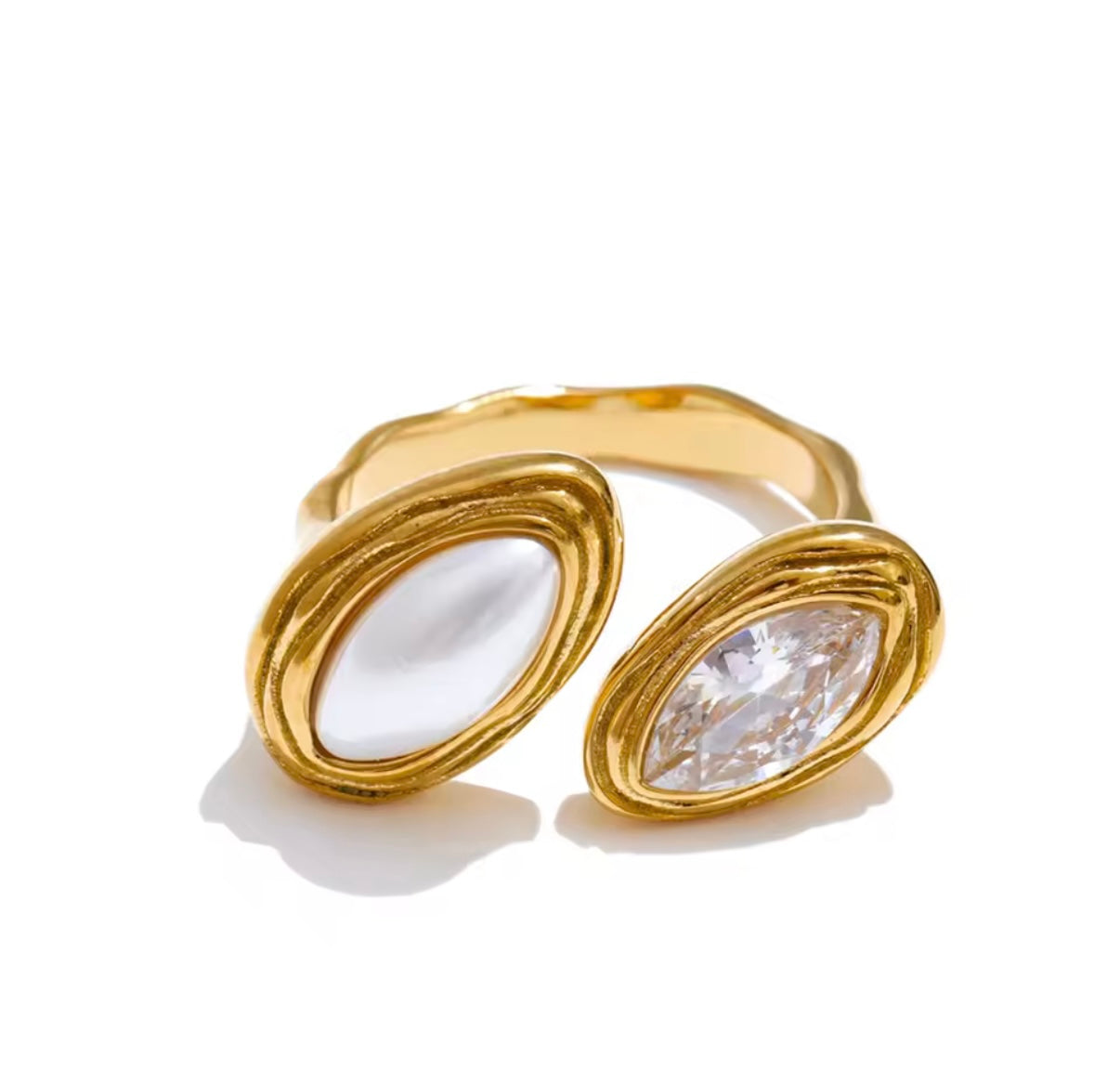 Krystal Oval Stainless Steel Ring