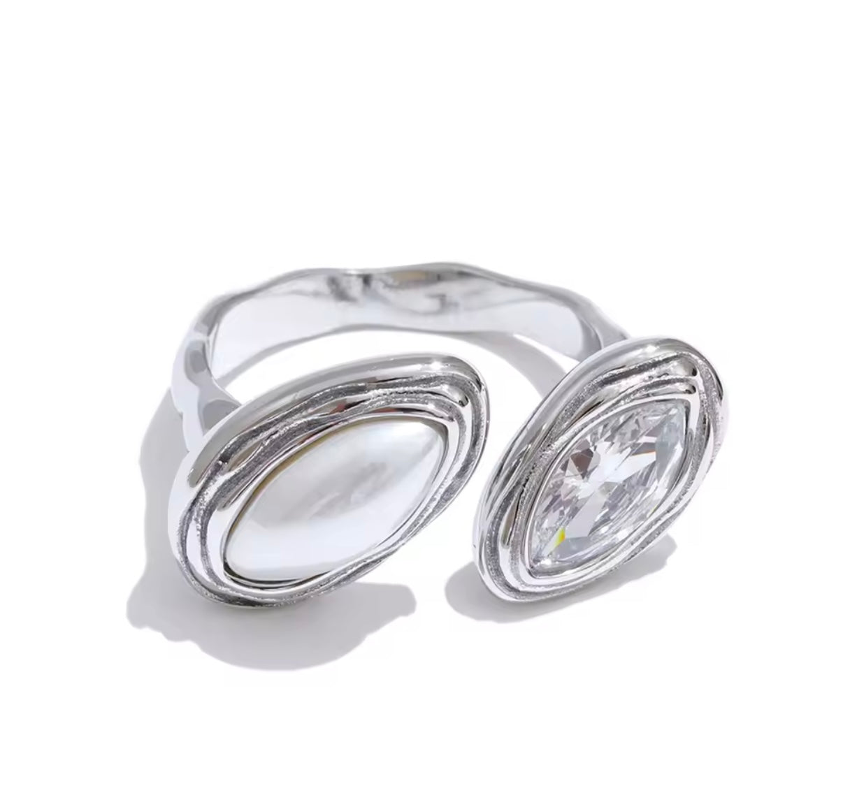 Krystal Oval Stainless Steel Ring