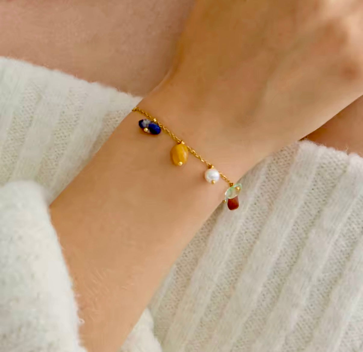 Natural Stones Stainless Steel Bracelet