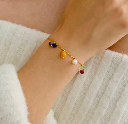 Natural Stones Stainless Steel Bracelet