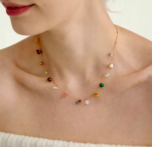 Natural Stones Stainless Steel Necklace