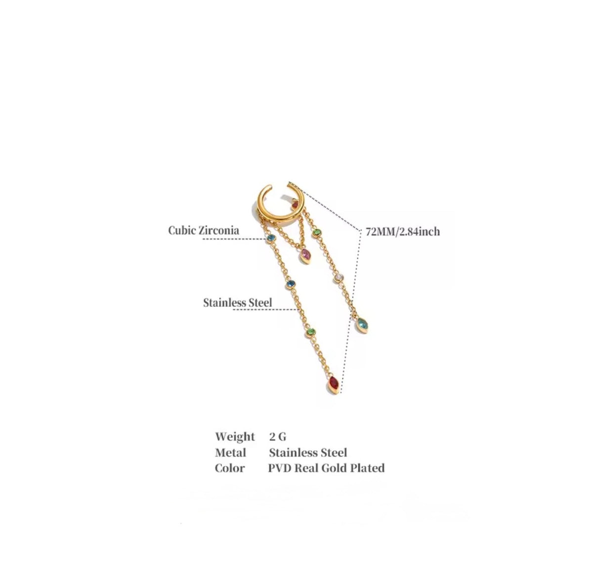 Crystal Tassel Ear Cuff